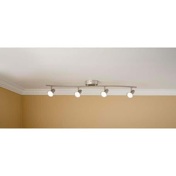 Kenmont 4 ft. 4-Light Brushed Nickel Integrated LED Wave Fixed Track Lighting Kit