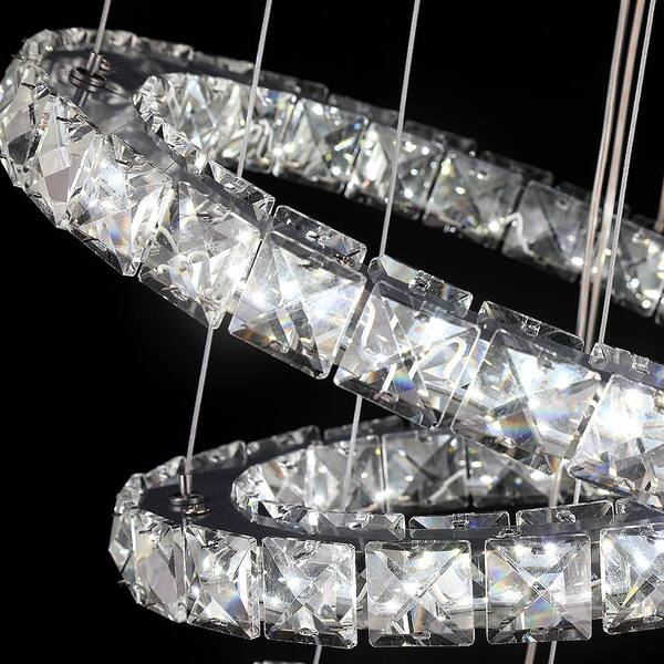 Jefferson 4 - Light Clear/Chrome Unique/Statement Geometric Integrated LED Chandelier Accents