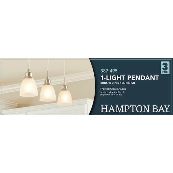 Riverbrook 1-Light Brushed Nickel Mini Pendant with Frosted White Glass Shade (3-Pack)
