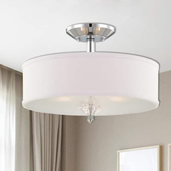 15.75 in. Palatial 3-Light Chrome Interior Incandescent Ceiling Light Semi Flush Mount