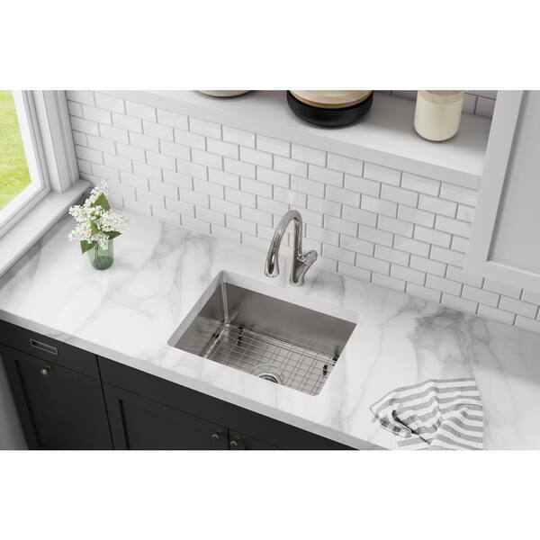 Avenue Drop-In/Undermount Stainless Steel 25 in. Single Bowl Kitchen Sink with Bottom Grid and Drain