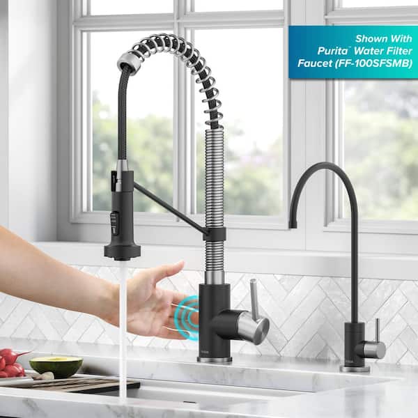 Bolden Touchless Sensor Pull-Down Single Handle Kitchen Faucet in Spot-Free Stainless Steel/Matte Black