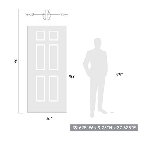 Newton 39.625 in. 6-Light Matte Black Semi-Flush Mount