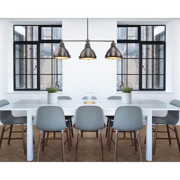 Performance 3-Light Weathered Bronze Kitchen Island Pendant Light Fixture with Metal Shades