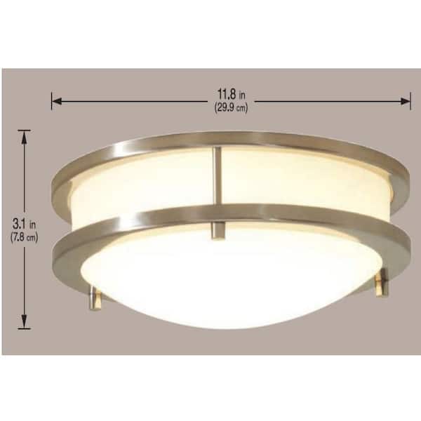 Flaxmere 12 in. Brushed Nickel Dimmable LED Integrated Flush Mount with Frosted White Glass Shade