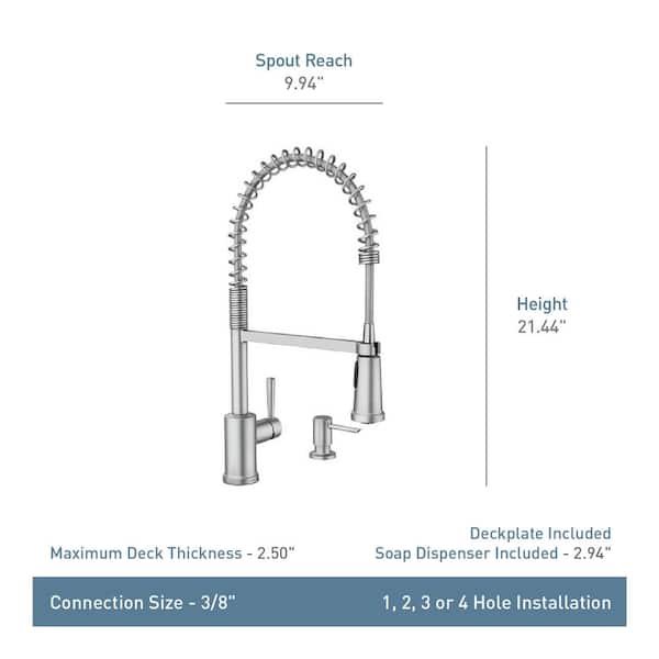 Indi Single-Handle Pre-Rinse Spring Pulldown Sprayer Kitchen Faucet with Power Clean in Spot Resist Stainless
