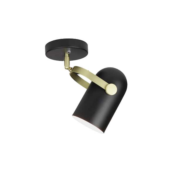 Industrial 1-Light Matte Black Semi-Flush Mount Directional