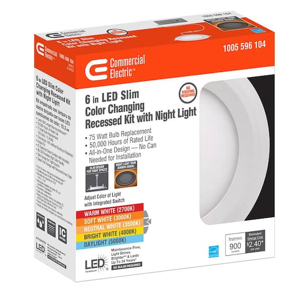 6 in. Canless Adjustable CCT Integrated LED Recessed Light Trim Night Light 900lms New Construction Remodel (8-Pack)