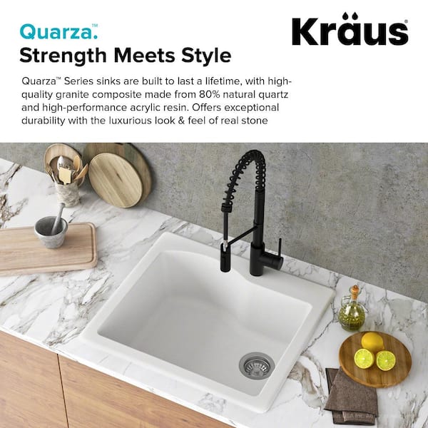 Quarza 25 Dual Mount Single Bowl Granite Kitchen Sink in Black