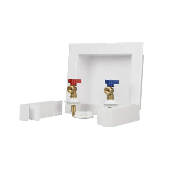 Quadtro 1/2 in. x 1/2 in. PEX Compatible Washing Machine Outlet Box with 1/4 Turn Valves
