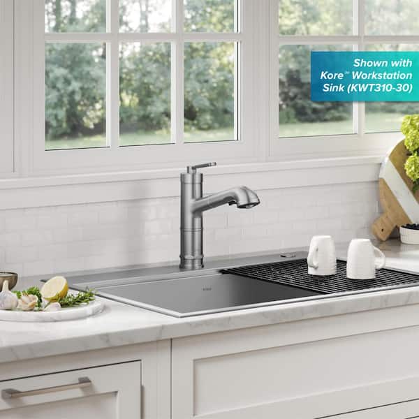 Allyn Pull-Out Single Handle Kitchen Faucet in Spot-Free Stainless Steel
