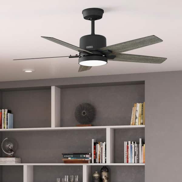 Acela 52 in. Hunter Express Integrated LED Indoor Matte Black Ceiling Fan with Remote and Light Kit Included