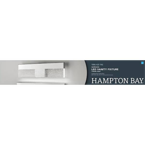 Havelock 22.7 in. 1-Light Chrome Integrated LED Bathroom Vanity Light Bar with Clear Seedy Glass