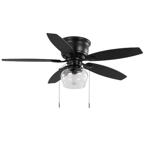 Stoneridge 52 in. Indoor/Outdoor LED Matte Black Hugger Ceiling Fan with Light Kit Included