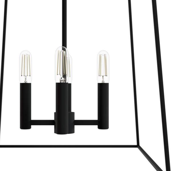 Fair Oaks 60-Watt 4-Light Matte Black Lantern Pendant Light, No Bulbs Included