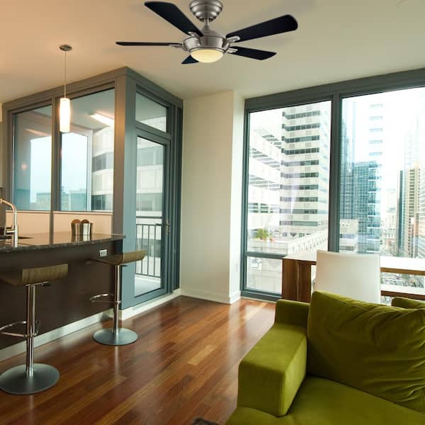 Midili 44 in. Indoor LED Brushed Nickel Dry Rated Ceiling Fan with 5 Reversible Blades, Light Kit and Remote Control