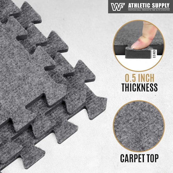 Gray Commercial/Residential 24 in. x 24 in. x 12 mm Interlocking Foam Carpet Texture Mats 24 sq. ft. (6 Tiles/Case)