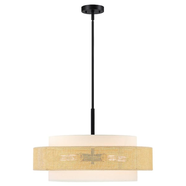 Nekoosa 24 in. Black 5-Light Double Shade Drum Chandelier