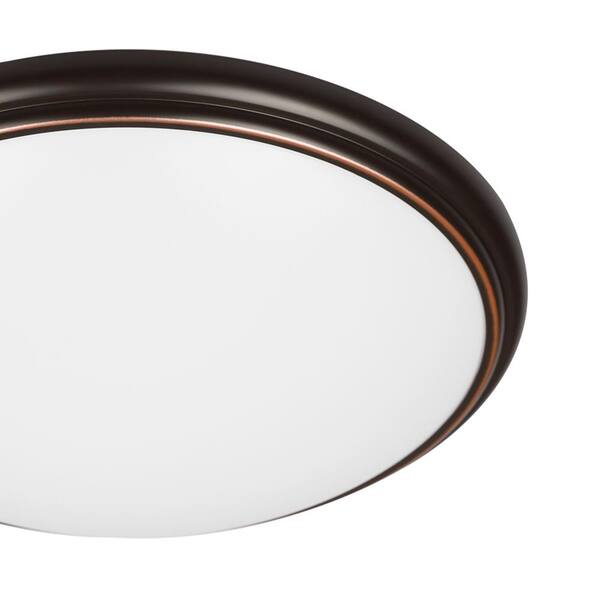 14 in. Light Brushed Nickel and Oil-Rubbed Bronze Adjustable CCT Integrated LED Flush Mount with Interchangeable Trim