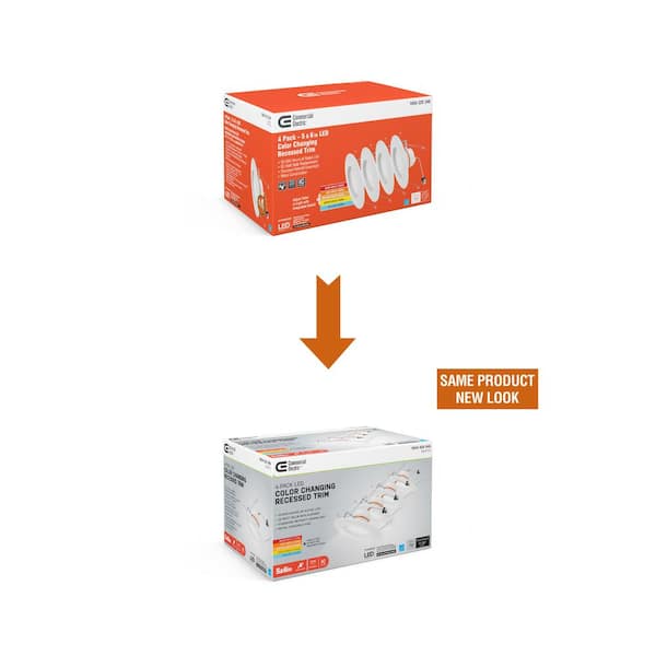 5/6 in. CEC T20 New Construction/Remodel White Dimmable LED Recessed Trim Adjustable Color Changing Technology (4-Pack)