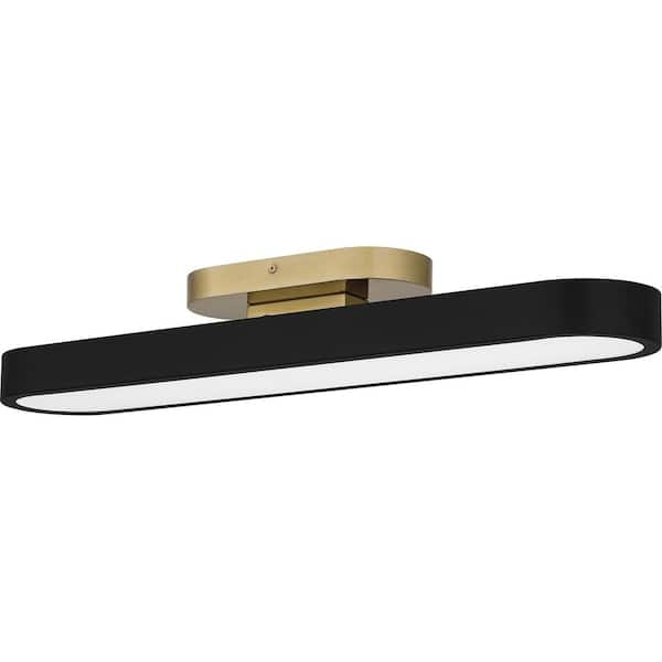 Vanderhoven 27.5 in. 33-Watt Matte Black and Gold Integrated LED Flush Mount