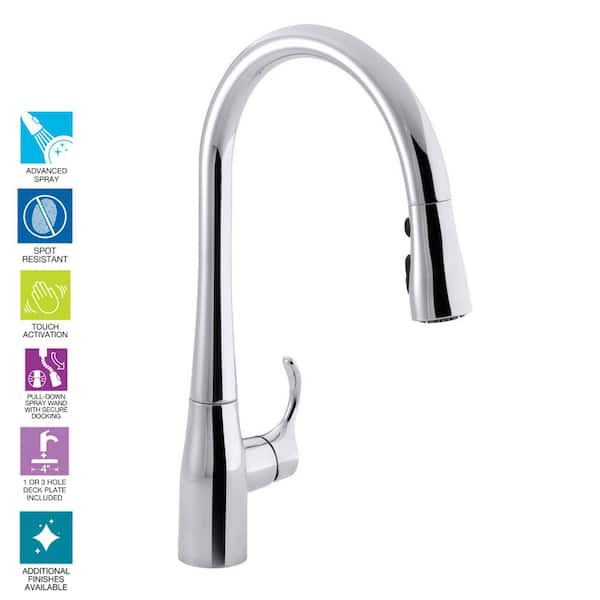 Simplice Single-Handle Pull-Down Sprayer Kitchen Faucet with DockNetik and Sweep Spray in Polished Chrome