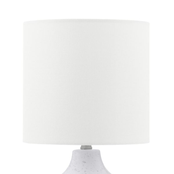 15 in. White Ceramic Table Lamp with Black Speckles and White Fabric Shade
