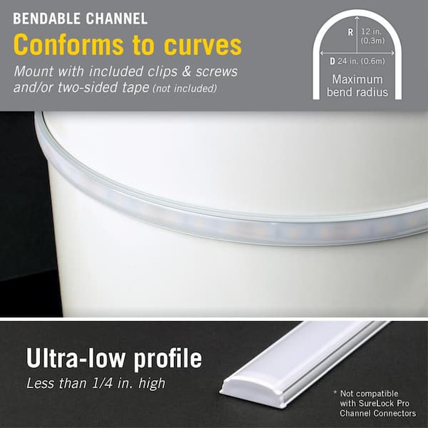 Bendable Surface Mount Tape Light Channel LED Mounting Hardware 5-Pack