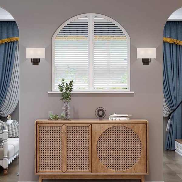 Pritchard 4.375 in. Bronze ADA Sconce with Hand Crafted Oatmeal Fabric Shade