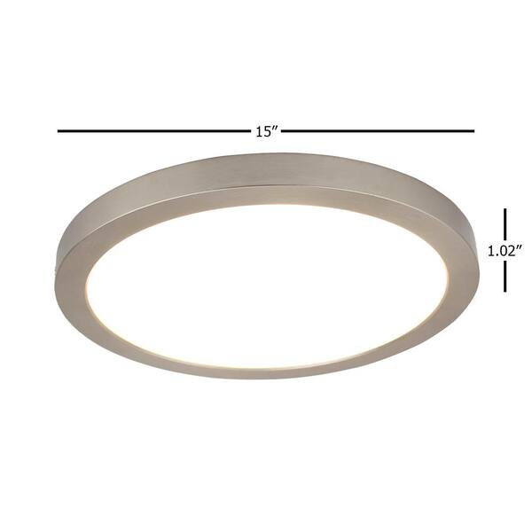 Joy 15 in. W with 1-Light Brushed Nickel LED Flush Mount