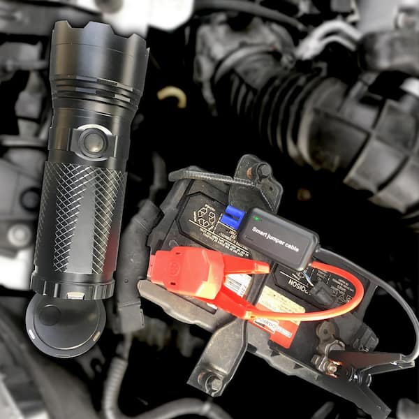 8000 Lumen Rechargeable Flashlight with 10000 mAH Jump Starter and Power Bank