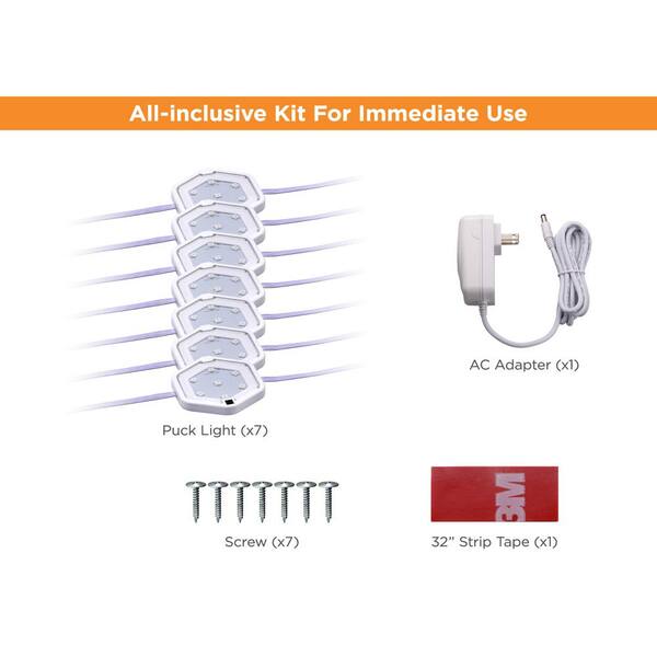 LED Warm White Puck Light Kit (7-Pack)