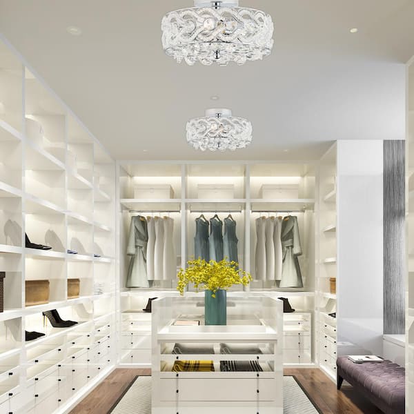 Rave 11.5 in. 2-Light Nickel Semi-Flush Mount