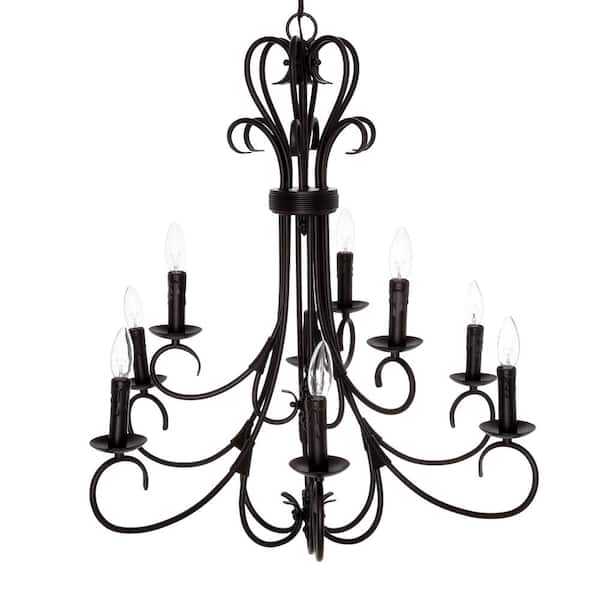 Homestead Collection 9-Light Rubbed Bronze 2-Tier Chandelier