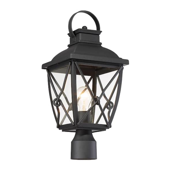 Belmont 1-Light Black Outdoor Hanging Lantern with Clear Glass Shade