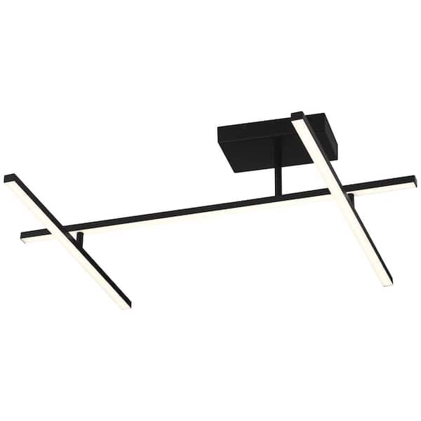 Duo 4.75 in. 1-Light Matte Black LED Semi-Flush Mount 29-Watt