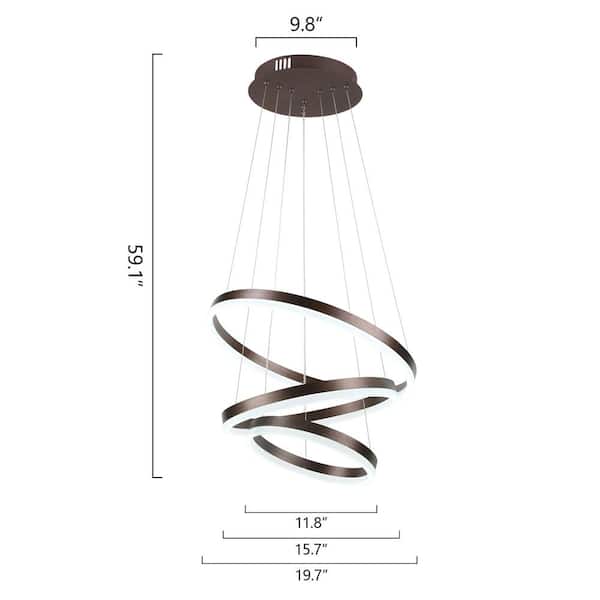 Carson 3-Light Integrated LED Brown Chandelier