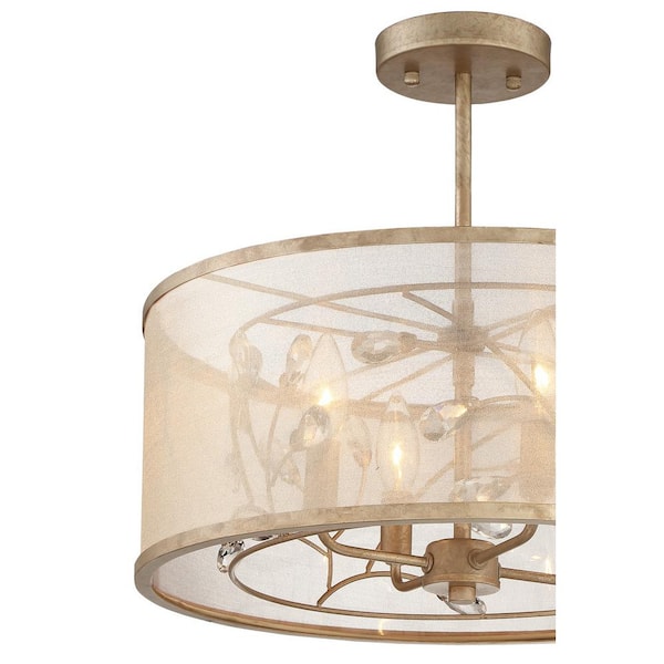 Sara's Jewel 4-Light Nanti Champagne Silver Semi Flush Mount