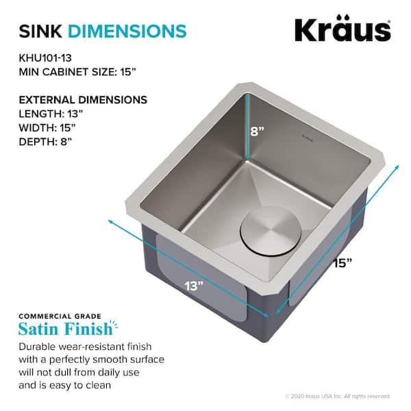 Standart PRO 16 Gauge Stainless Steel 13 in. Undermount Bar Sink