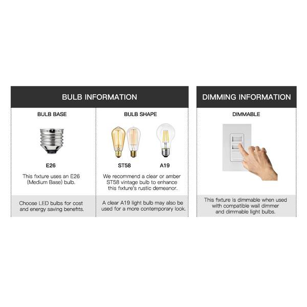 Madison 12.5 in. 4-Light Natural Iron and Distressed Faux Wood Modern Farmhouse Semi-Flush Mount Ceiling Light