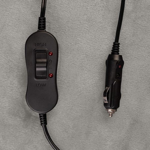 Heated Blanket - Portable 12-Volt Electric Travel Blanket for Car, Truck, or RV (Light Gray)