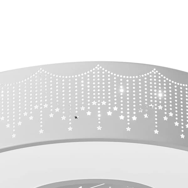 15.7 in. 1-Light White Simple Circle Star Creative Design 20-Watt Integrated LED Flush Mount Ceiling Light