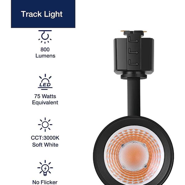 1-Light Black Integrated LED Linear Track Lighting Mini Cylinder Step Head (4-Pack)