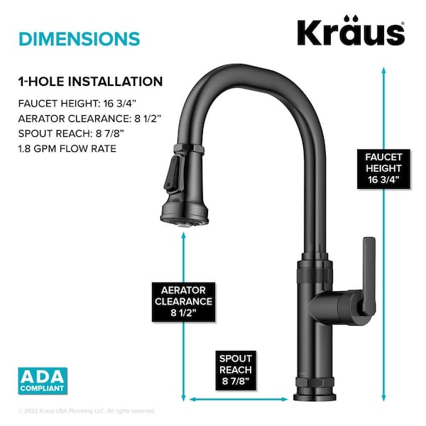 Allyn Industrial Pull-Down Single Handle Kitchen Faucet in Spot-Free Black Stainless Steel