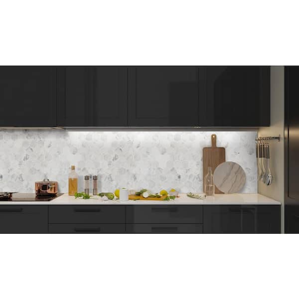 Carrara White Hexagon 12 in. x 12 in. x 8mm Honed Marble Mesh Mounted Mosaic Tile (9.8 sq. ft./ case)