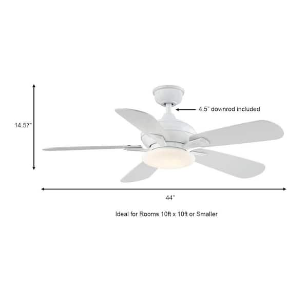 Benson 44 in. LED White Ceiling Fan with Light and Remote Control