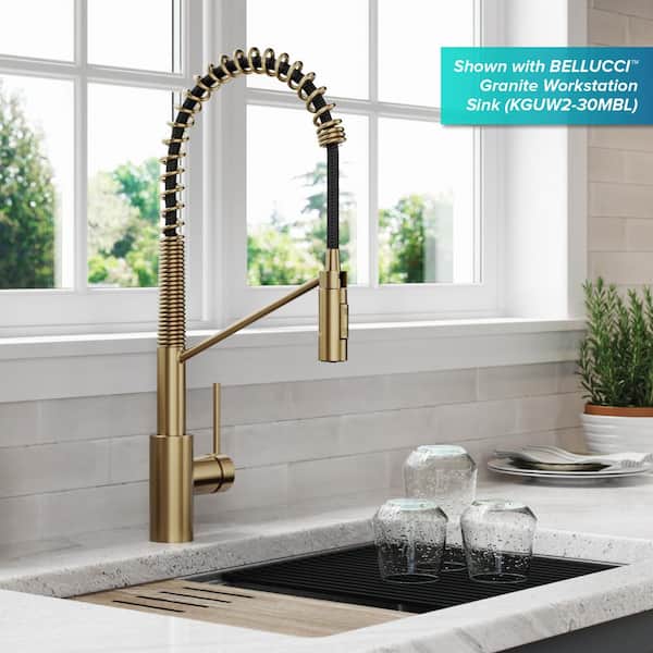 Oletto Single-Handle Pull-Down Sprayer Kitchen Faucet in Spot Free Antique Champagne Bronze