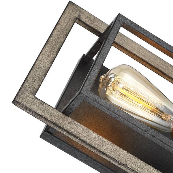 Sullivan 1-Light Black/Wood Tone Rustic Farmhouse Wall Sconce