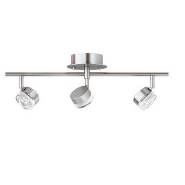 Less than 2 ft. 3-Light Brushed Nickel Semi-Flushmount LED Fixed Track Lighting Kit