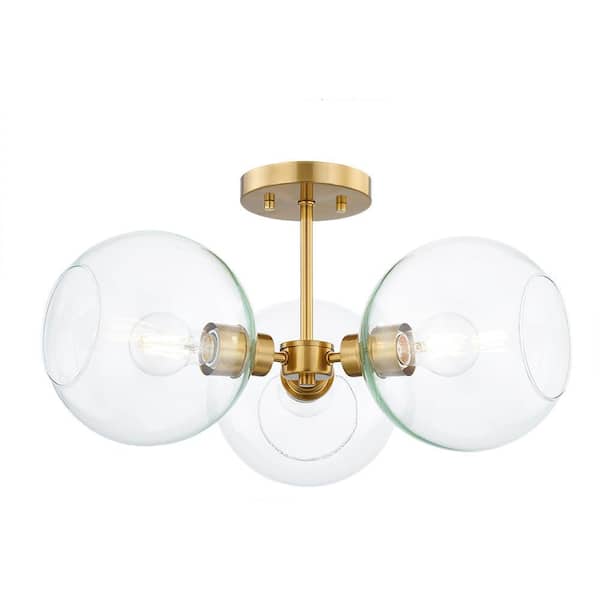Vista Heights 3-Light Aged Brass Semi Flush Mount Light